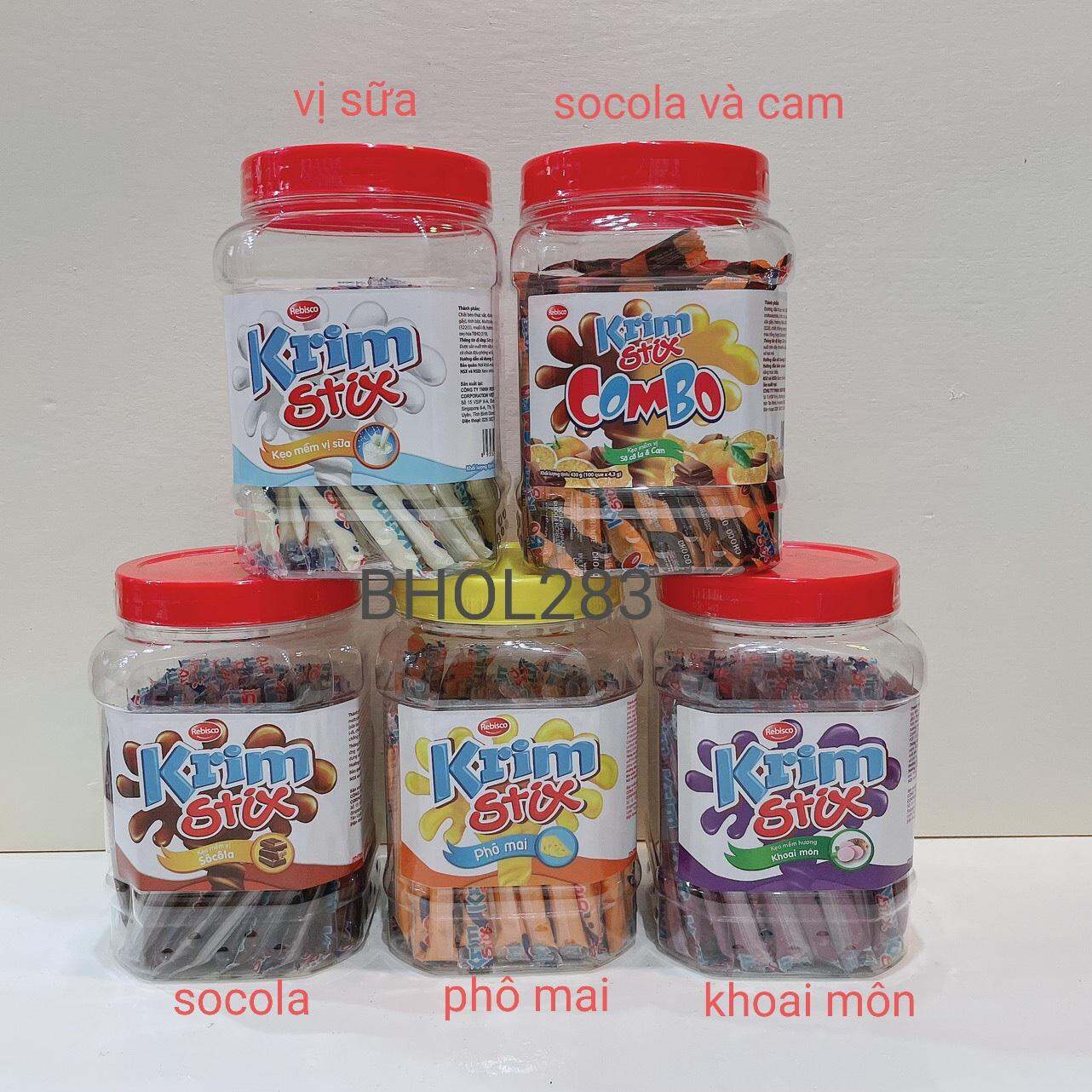 KẸO MỀM KRIM STIX MIX 5 VỊ l HŨ 100 QUE