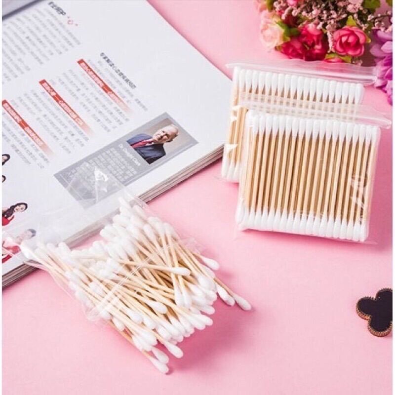 Combo 10 hộp tăm bông cán gỗ cao cấp
