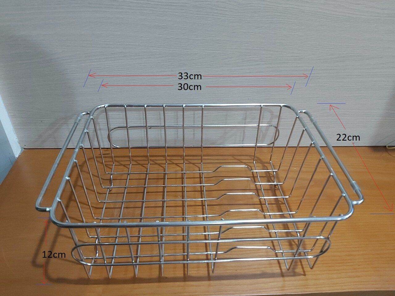 Rổ inox 304 gác trên bồn rửa hàng đẹp