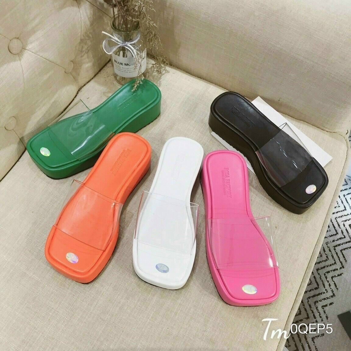 Dép bánh mì quai ngang trong đế đúc cao 5 phân nữ