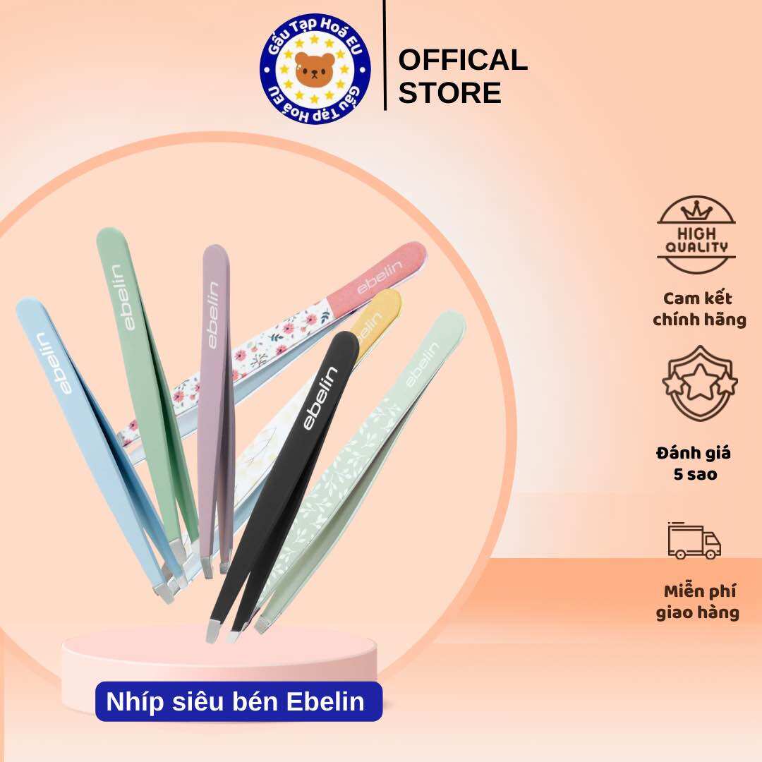 Nhíp cao cấp Ebelin nhập khẩu Đức, nhíp nhổ lông, râu chất liệu không gỉ, nhỏ gọn, tiện lợi
