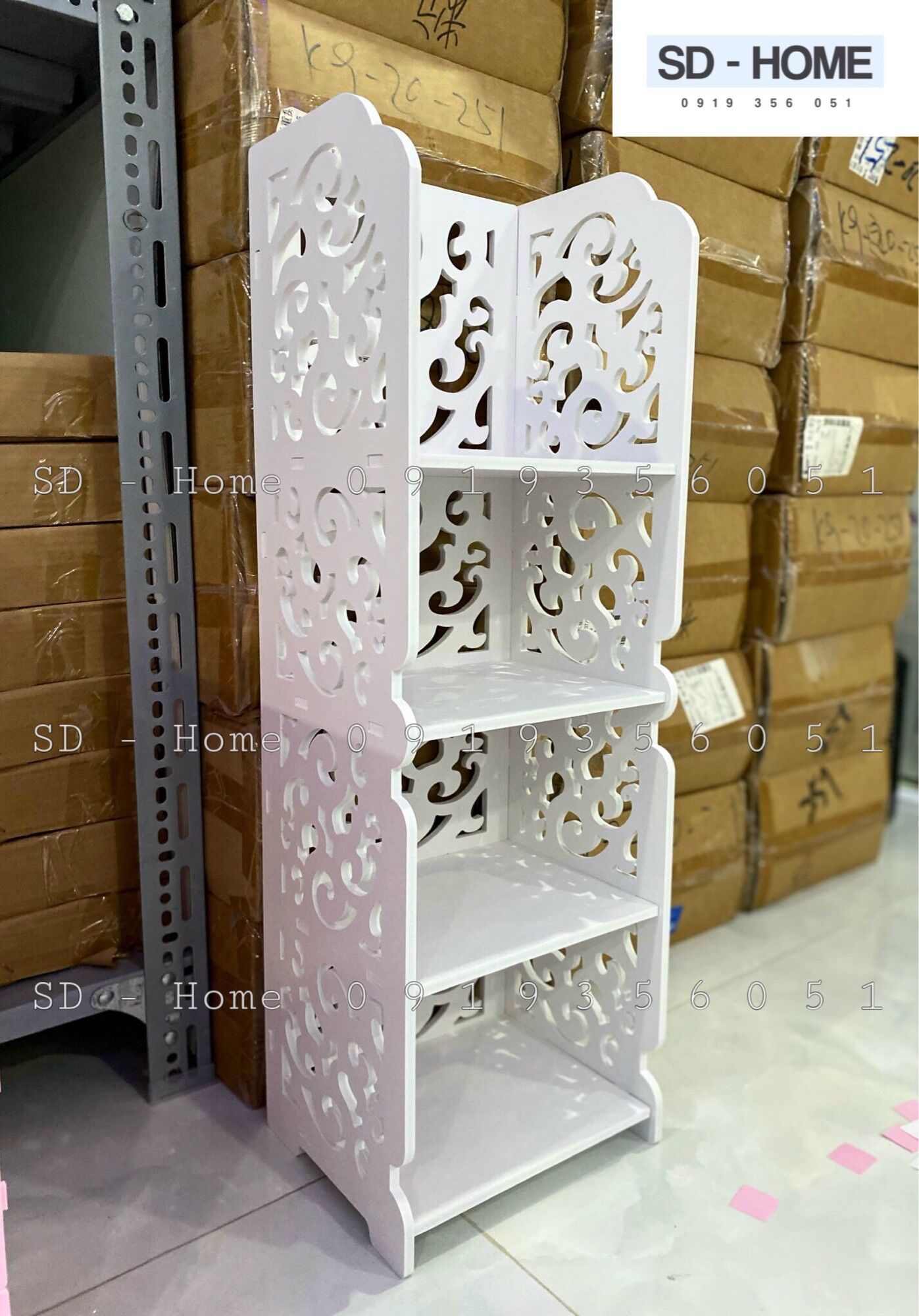 [HCM]Kệ Gỗ 4 Tầng Hoa Văn Sang Chảnh