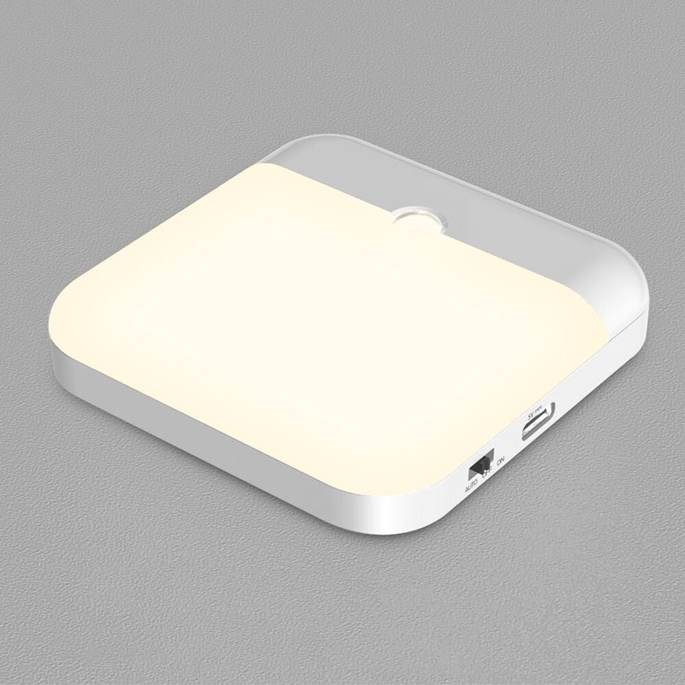 Cảm biến chuyển động LED ánh sáng USB sạc đèn vuông cho phòng ngủ nhà bếp cầu thang hành lang tủ quần áo tủ chiếu sáng