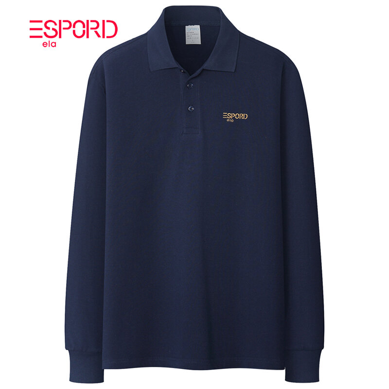 Pure Cotton, Vải Bông Áo Thun Thêu Nam Dài Tay Gập Xuống Cổ Áo Áo Thun Rộng Rãi Trang Phục Công Sở Thoải Mái Quần Áo Bố Trung Niên