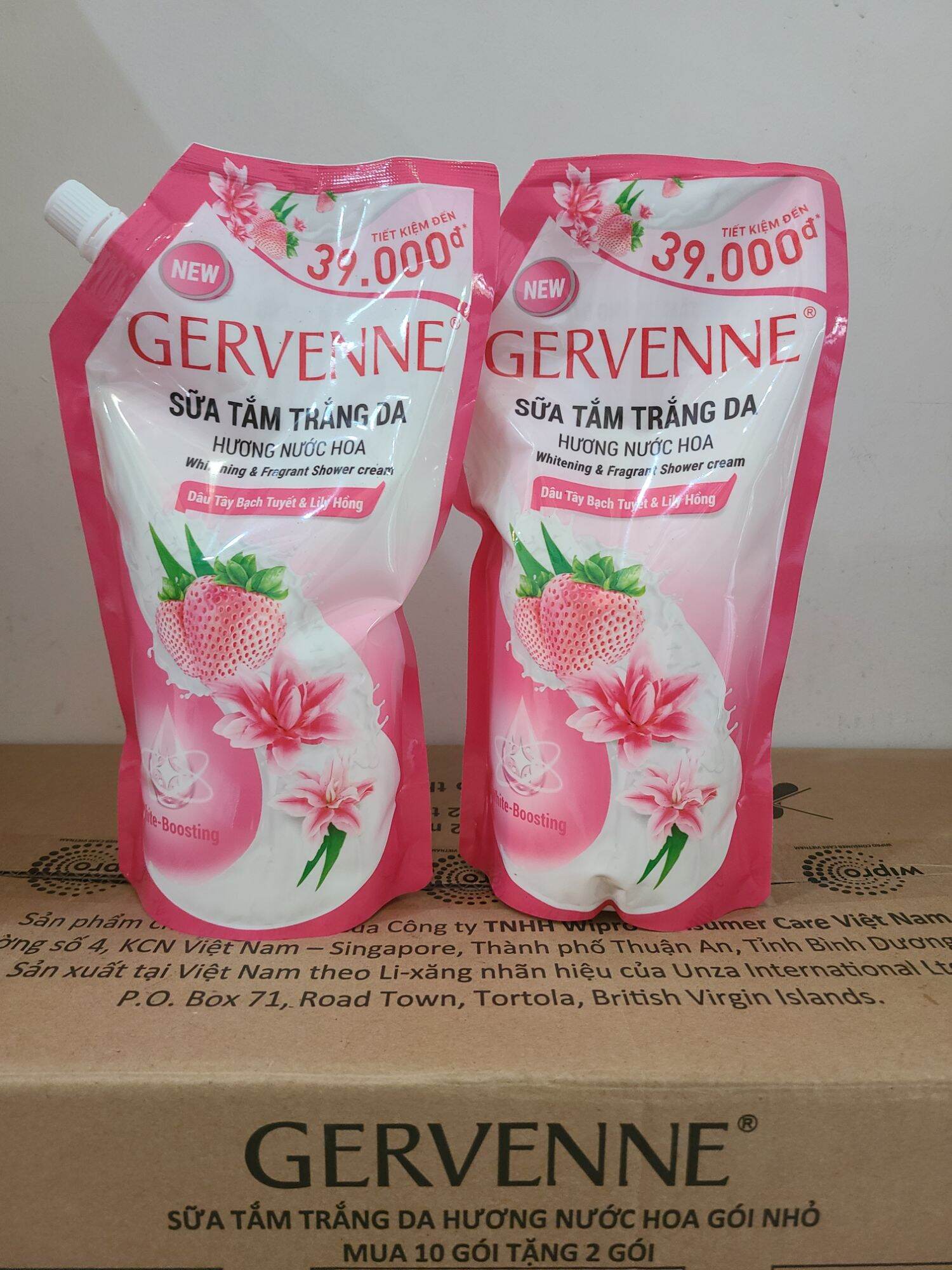 com bo 2 túi sữa tắm gervenne 900g