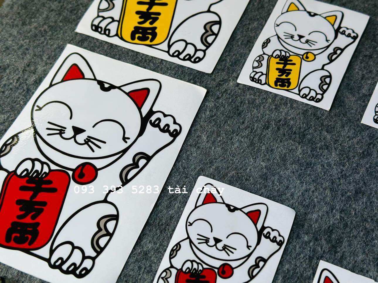 [ 1 MIẾNG ] TEM DECAL STICKER MÈO THẦN TÀI DÁN TRANG TRÍ XE