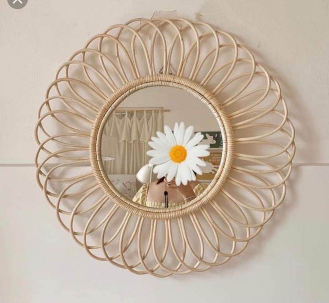 Gương mây tre decor gương mây tre treo tường