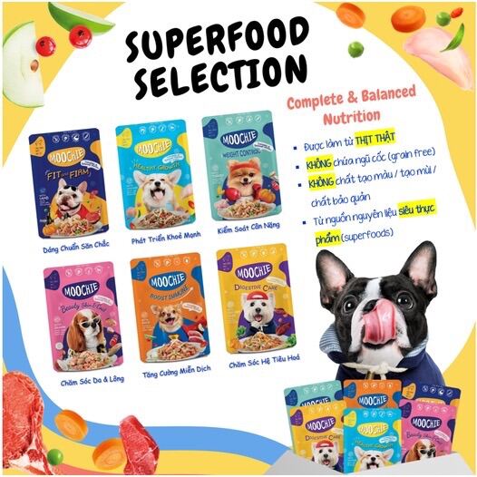 85g Sốt Pate Moochie cho chó con và chó trưởng thành dạng gói 85g