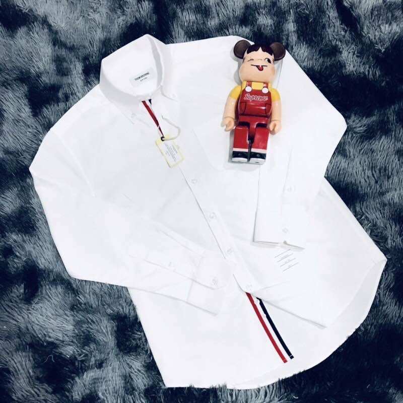 Áo sơ mi thom brown trắng viền trong
