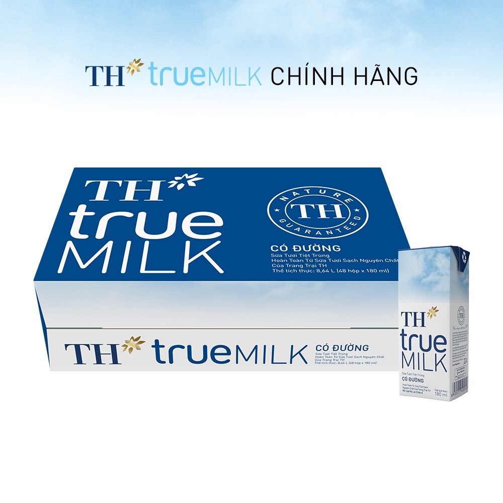 thùng 48 hộp sữa TH truemilk có đường 180ml