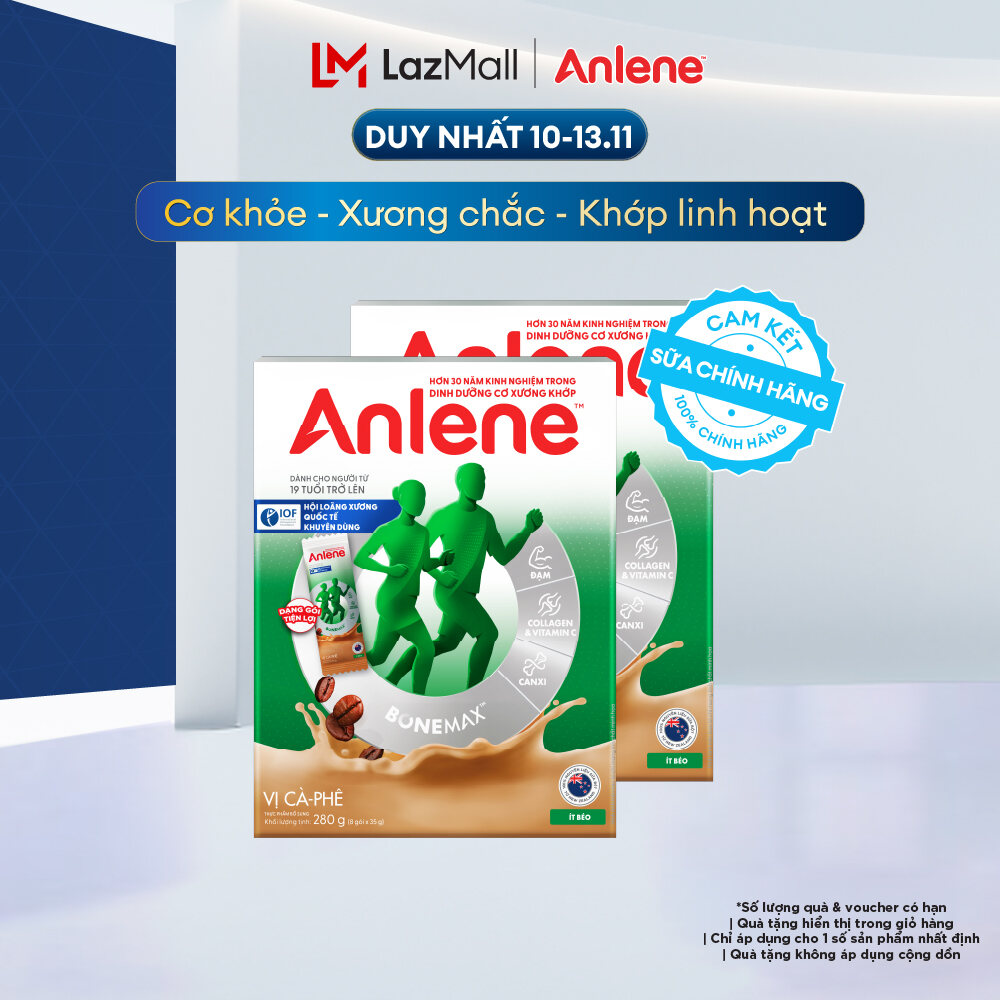 [Voucher giảm đến 16%][FREESHIP 0Đ TOÀN QUỐC] Combo 2 Sữa Bột Anlene Hương Cà Phê Dạng Gói Tiện Lợi 