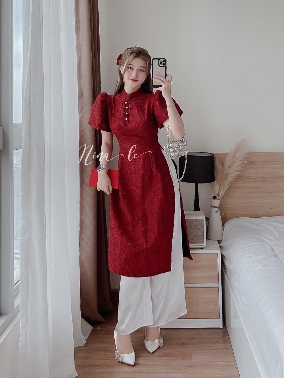 Set áo dài cách tân chất GẤM đẹp xỉu