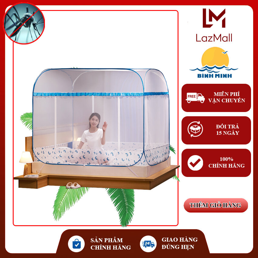 Màn Chụp Tự Bung Chống Muỗi Cao Cấp Đỉnh Rộng Có Thể Cho Cả Gia Đình Đi Dã Ngoại 1m2, 1m6, 1m8, 2m2 Hàng Việt Nam - Bình Minh [ màn chụp gấp gọn thông minh, màn ngủ chống muỗi, mùng xếp gọn thông minh, mung xếp thông minh ]