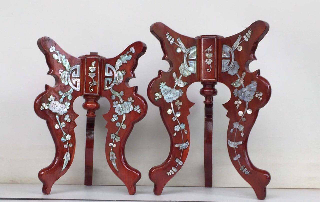 Chò gỗ kê chậu bình Hoa. (Nhiều cỡ) Dĩa trái cây cẩn ốc xà cừ sơn Ac Thu Thập Mã vận chuyễn màu Xanh dưới sp để được giảm tiền vận chuyển