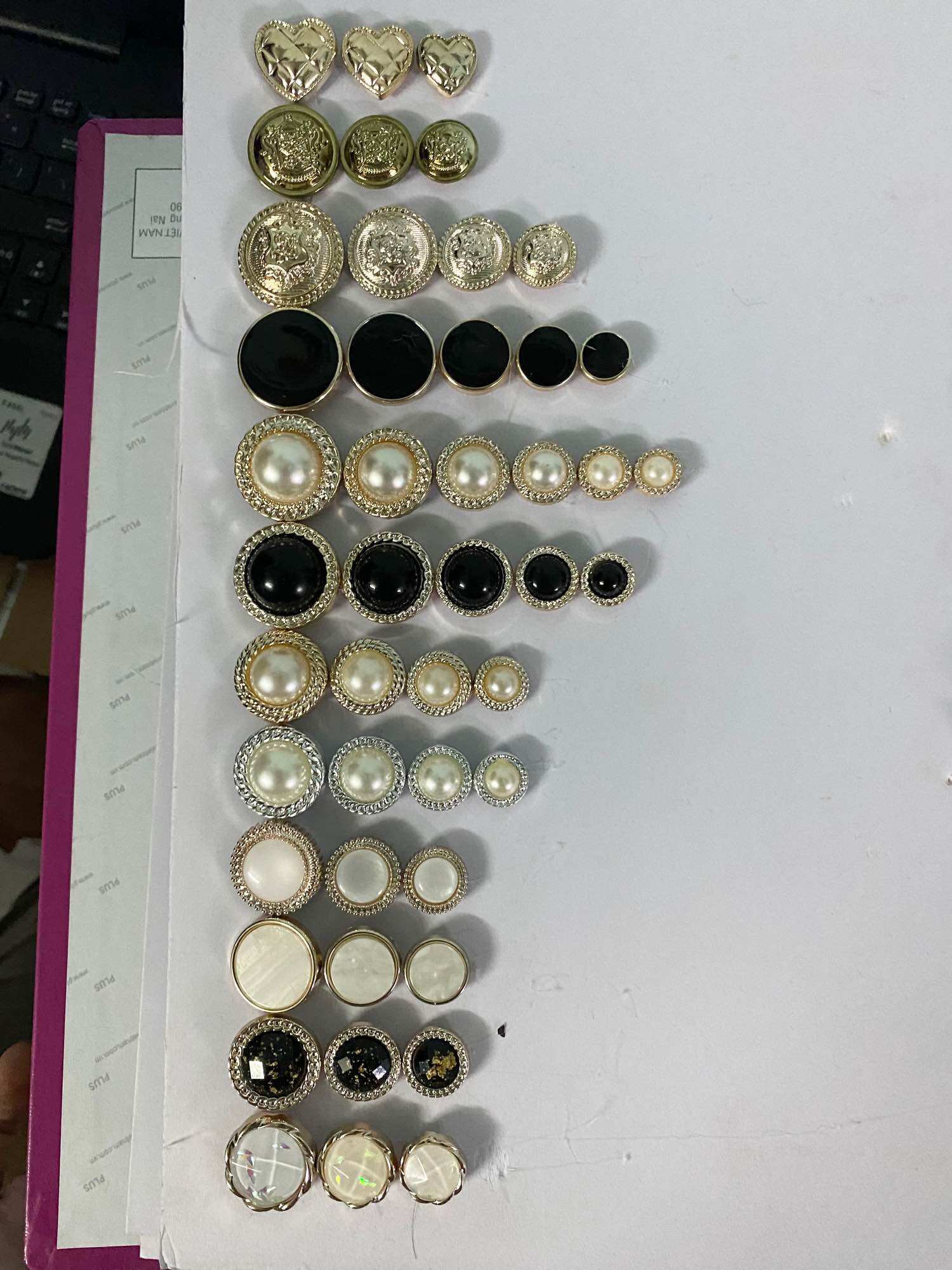 (N002) set 5 NÚT CƯỜM ÁO DẠ nhiều size