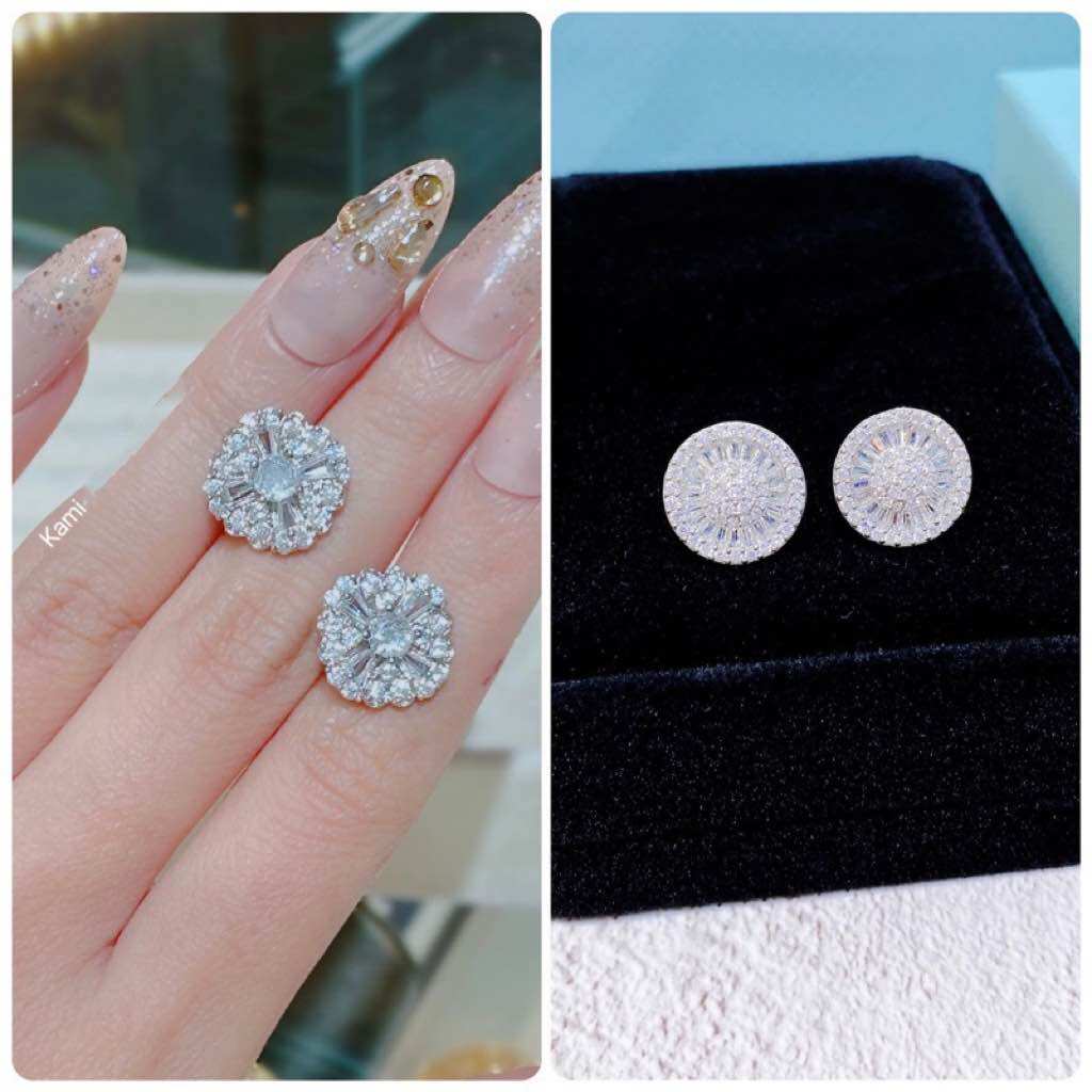 Bông tai tròn bagguet siêu sáng đeo đi chơi đi tiệc sang chảnh BV534