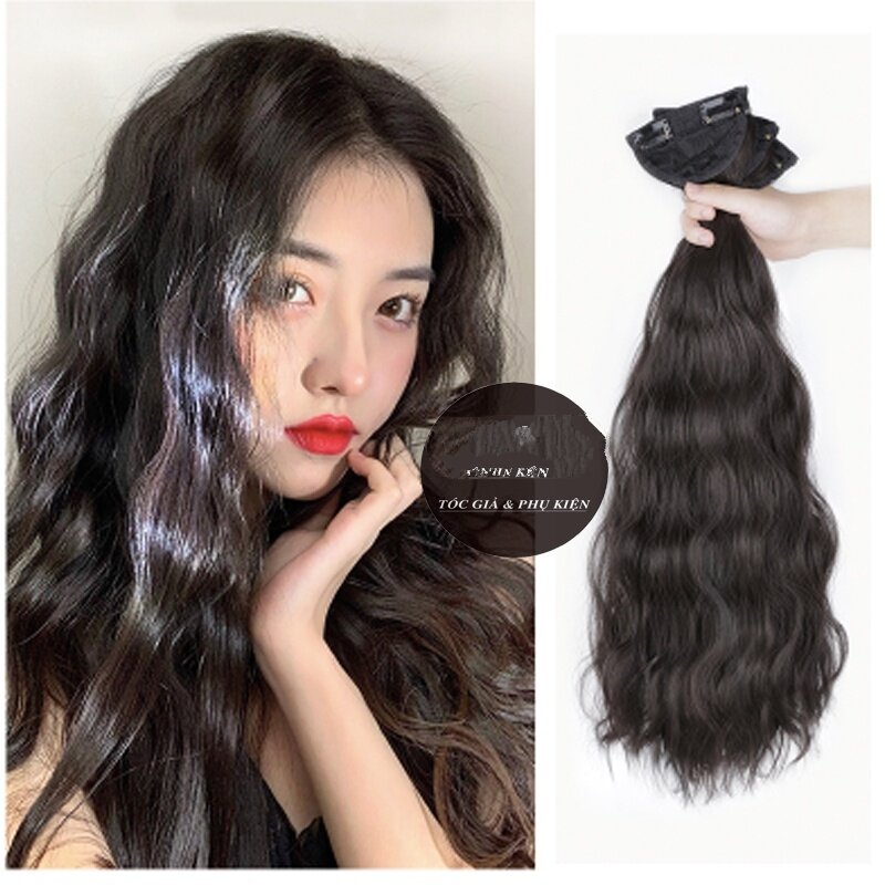 Tóc giả kẹp xù dợn, kẹp phồng chân tóc, combo 3 dải tóc sợi tơ mềm mượt.