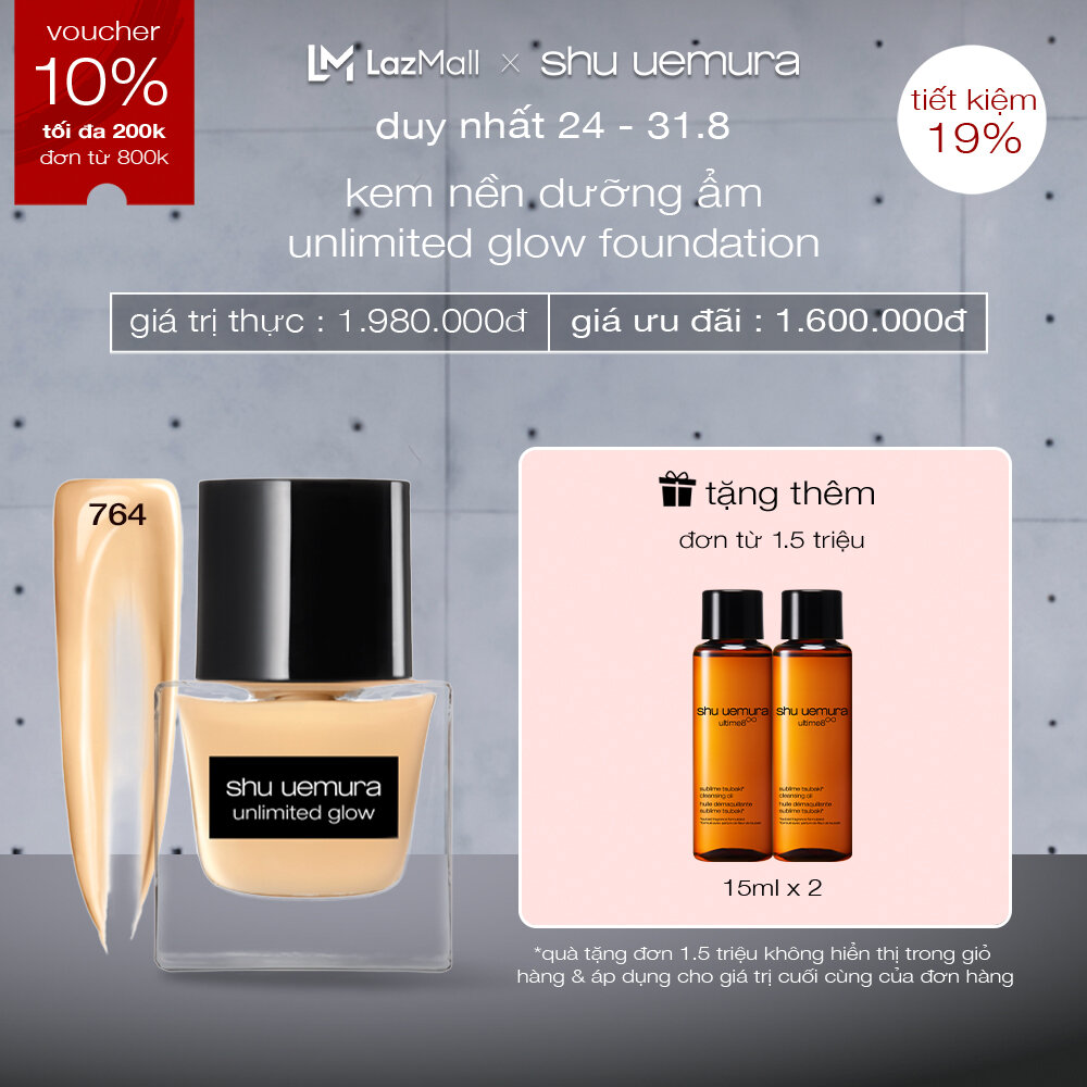 kem nền dưỡng ẩm shu uemura unlimited glow foundation 35ml hiệu ứng da căng bóng rạng rỡ