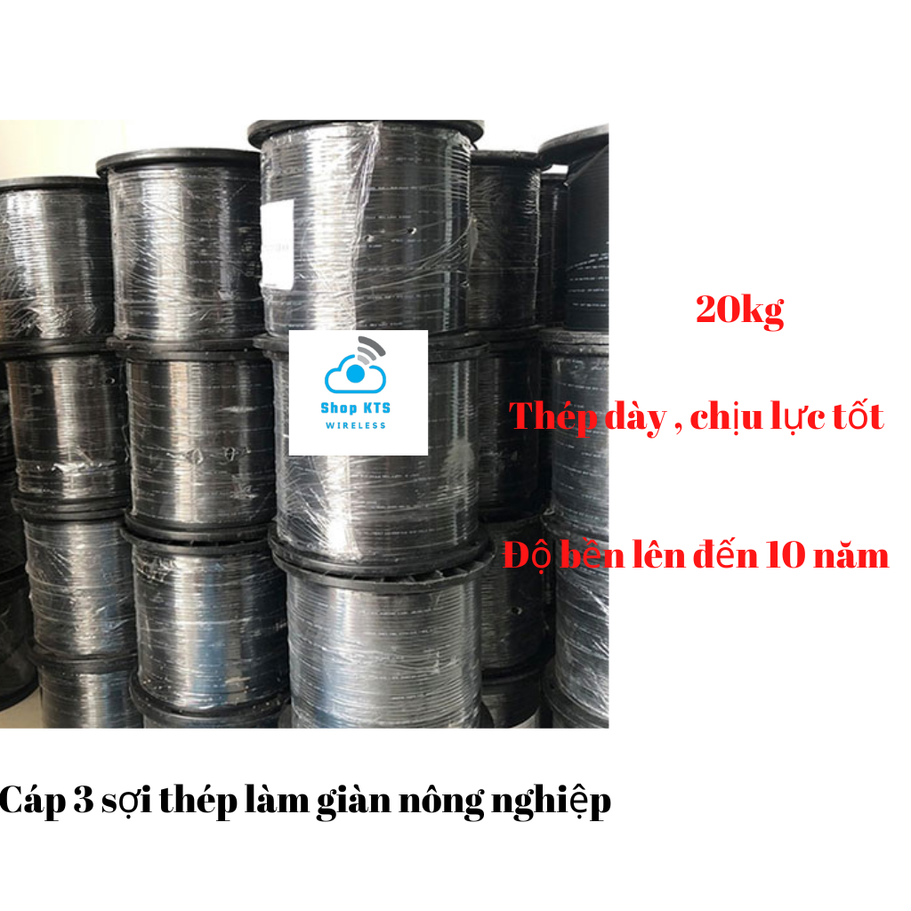 Cáp 3 sợi thép chuyên dùng làm giàn chanh dây - cuộn 1000m