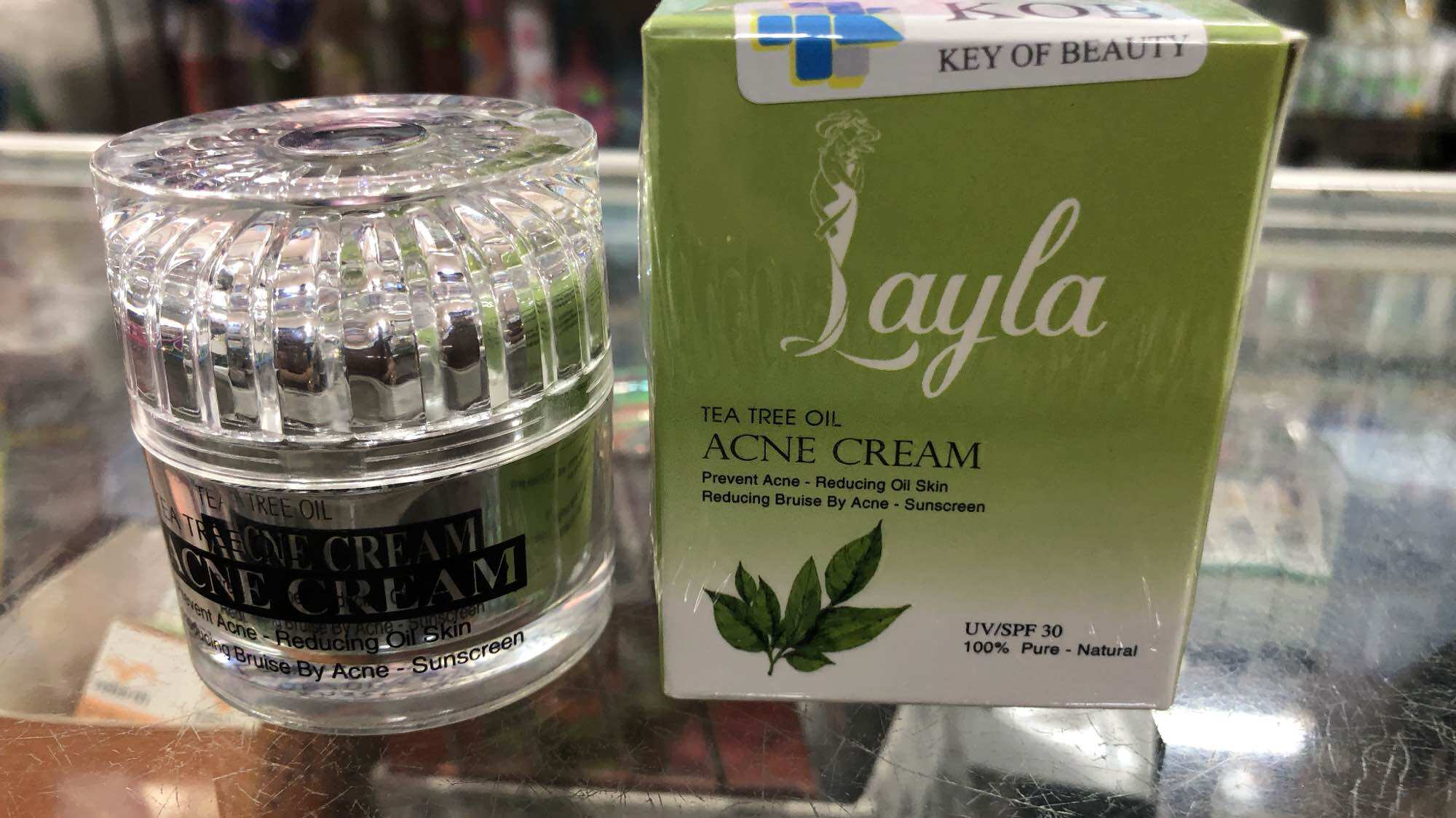 Kem giảm mụn, giảm nhờn trên da, giảm thâm mụn- chống nắng tinh chất tràm trà layla 25g