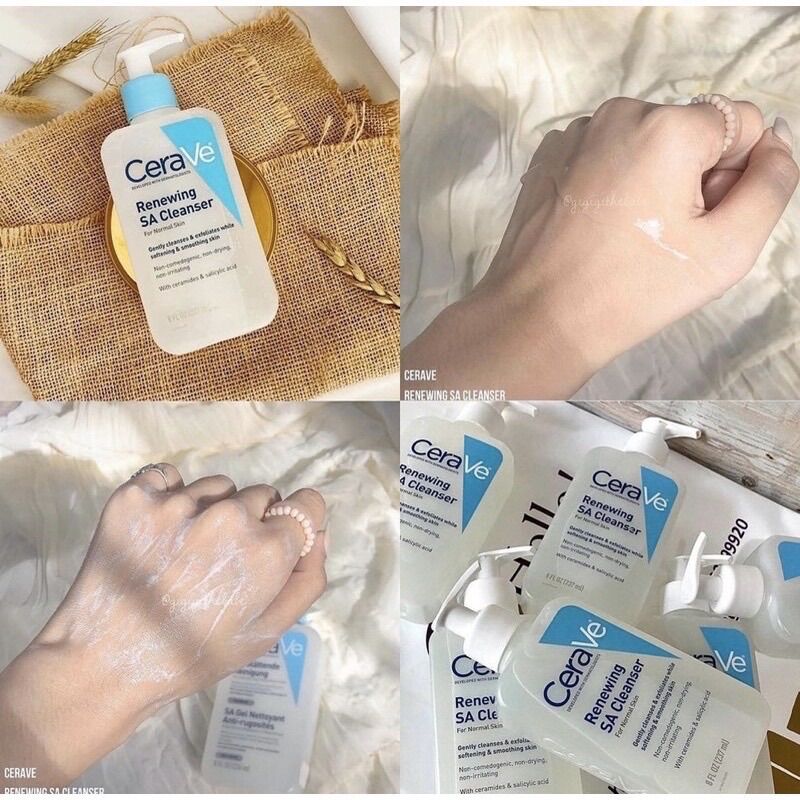 [HCM]Sữa rửa mặt Cerave Renewing SA Cleanser sạch sâu giảm mụn 237ml [Bản Mỹ]