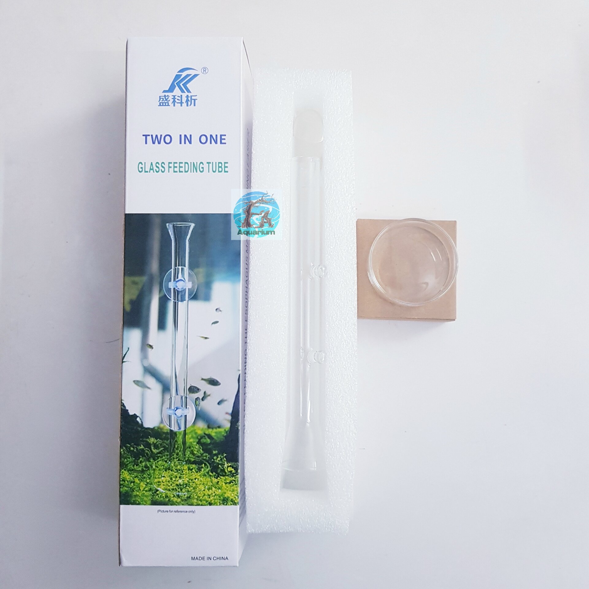 Ống truyền thức ăn cá tép thủy tinh (gồm chén)