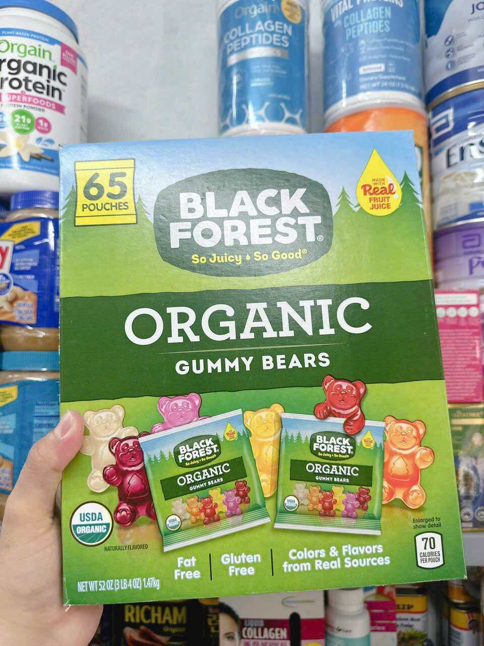 Kẹo Dẻo Gấu Hữu Cơ Black Forest Organic Gummy Bears Loại 65 gói Của Mỹ