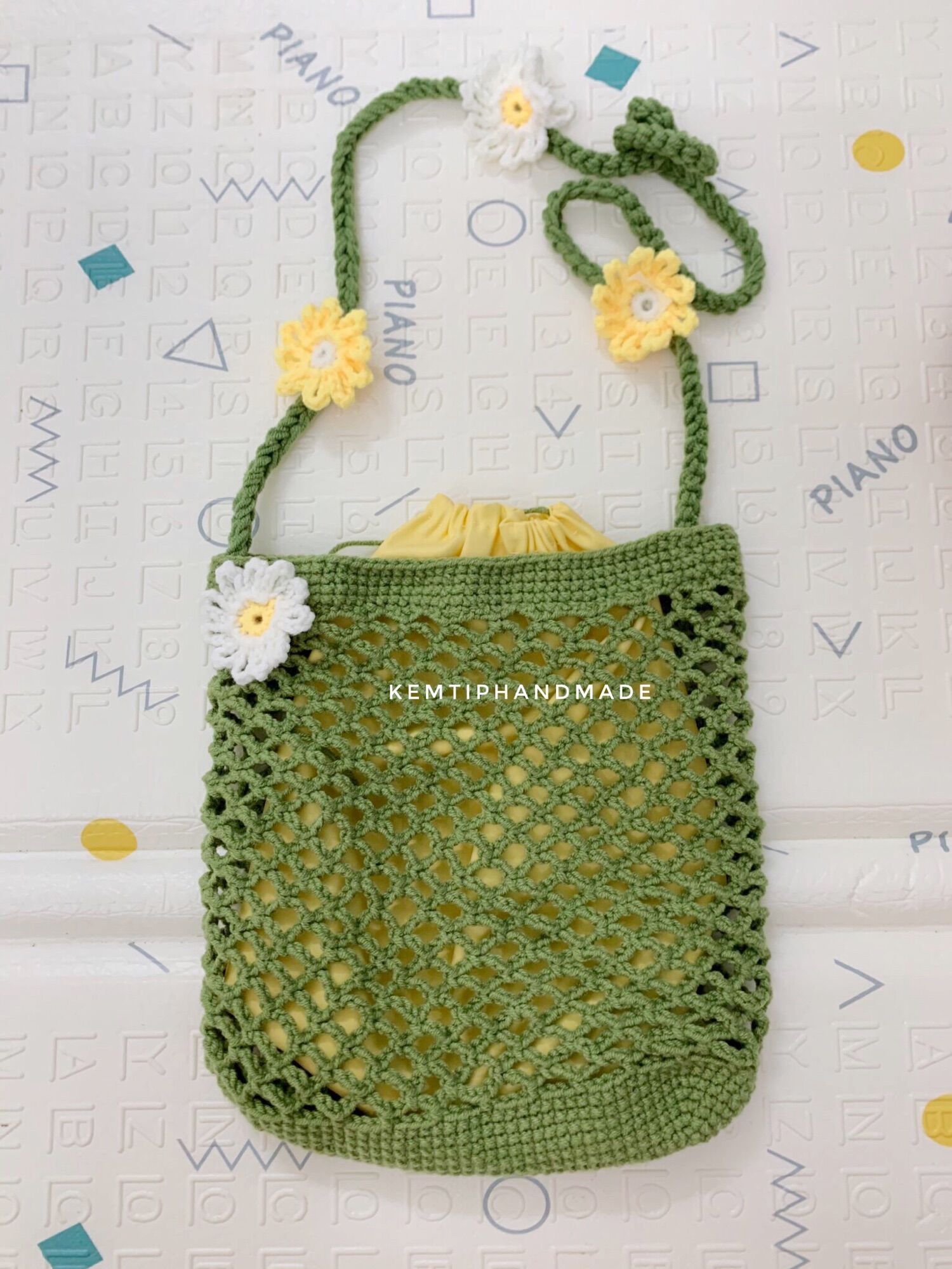 Túi hoa daisy móc tay handmade