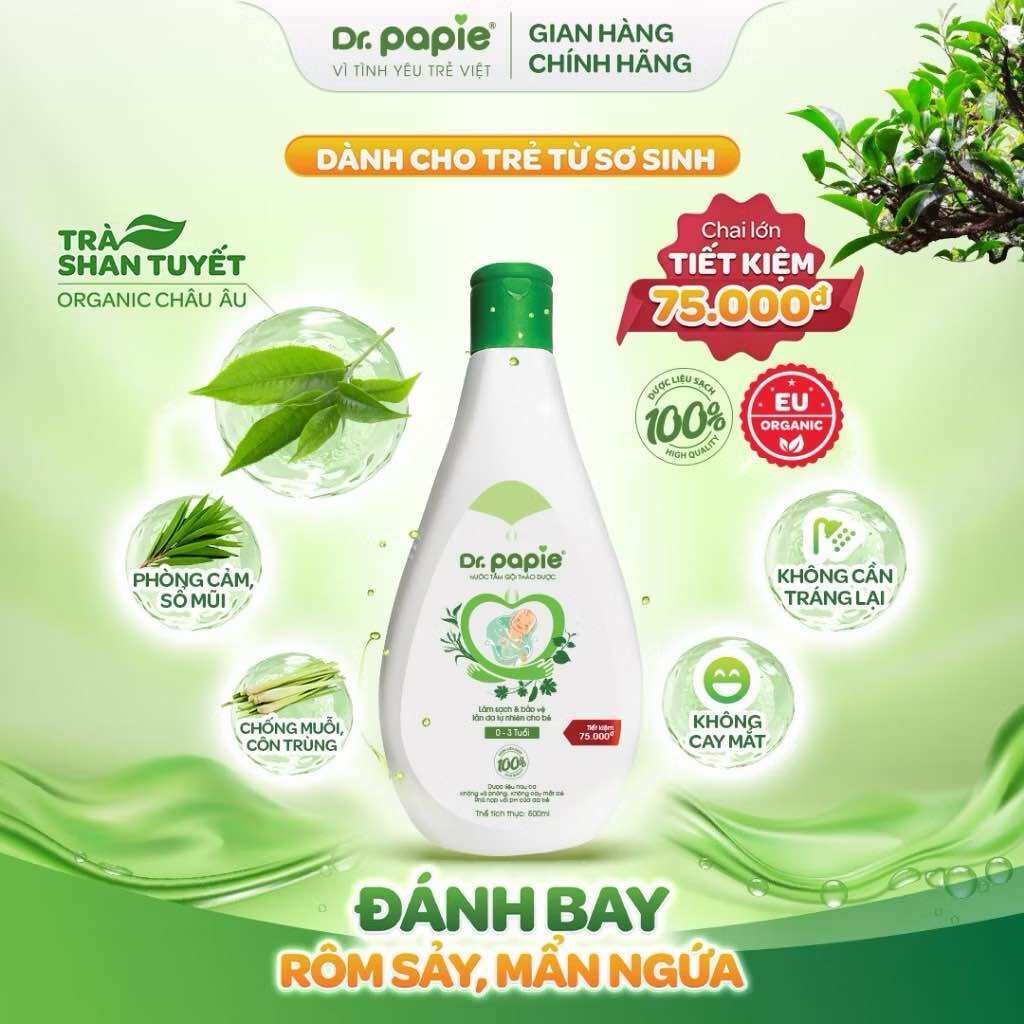 Nước tắm gội thảo dược Dr. Papie (Chai 500ml)