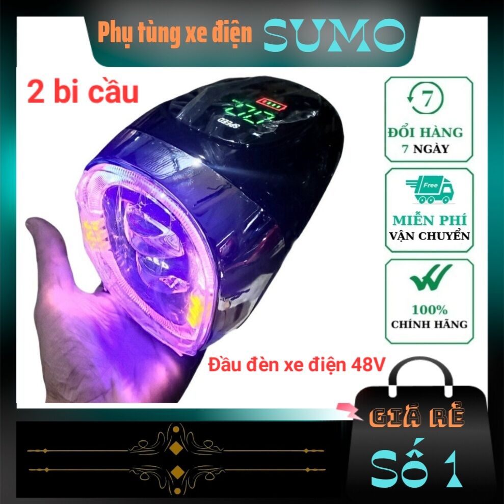  Đầu đèn led xe điện 133 | 2 mắt led siêu sáng + viền trang trí cực đẹp - Phụ tùng xe điện SUMO 