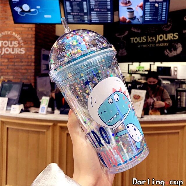 Bình Đựng Nước Khủng Long 3D Cute 500ml Cho Bé Chăm Uống Nước