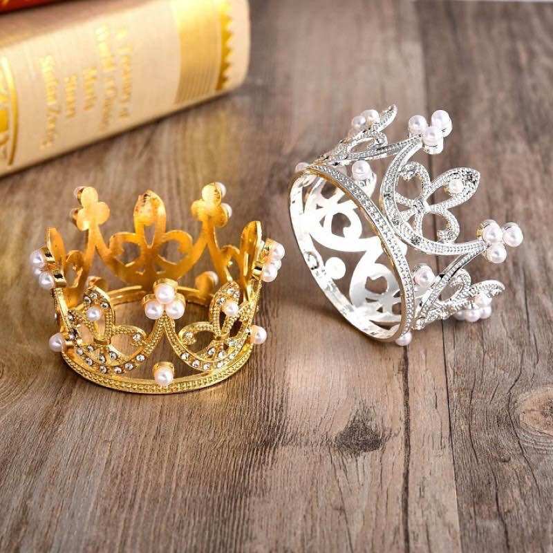 Vương miện mini trang trí bó hoa - trang trí bánh sinh nhật