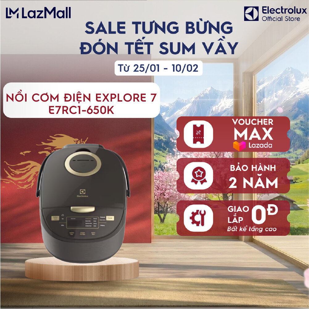Nồi cơm điện Electrolux 1.8L E7RC1-650K - Màu đen - Nhiều chương trình nấu đa dạng - Bảo hành 2 năm 