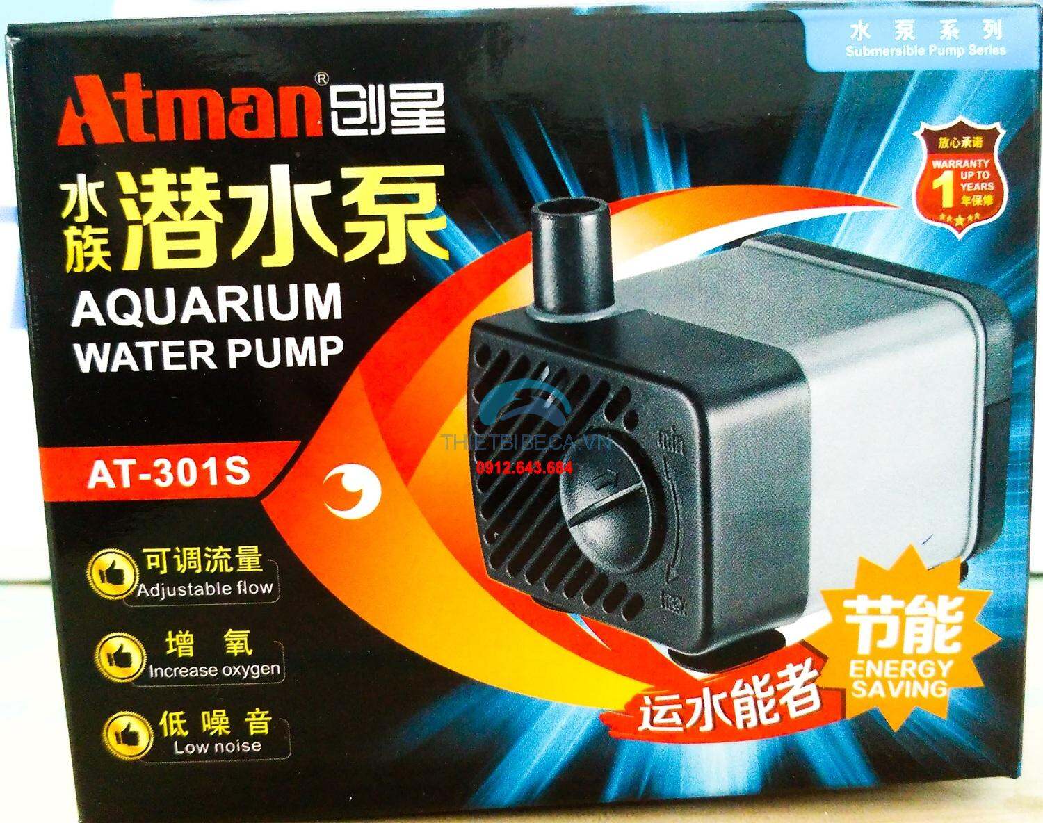 BƠM CHÌM HỒ CÁ ATMAN 306S CS 2000L H PHÙ HỢP CHO HỒ 1M2 - 1M5