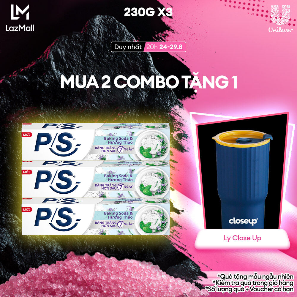 Bộ 3 Kem đánh răng P/S Baking Soda Hương Thảo Răng Trắng Hơn Sau 7 Ngày 230g