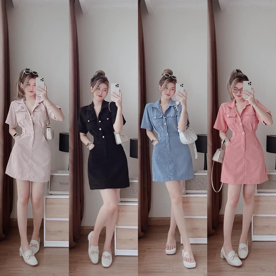 Đầm dáng A bo chun eo
