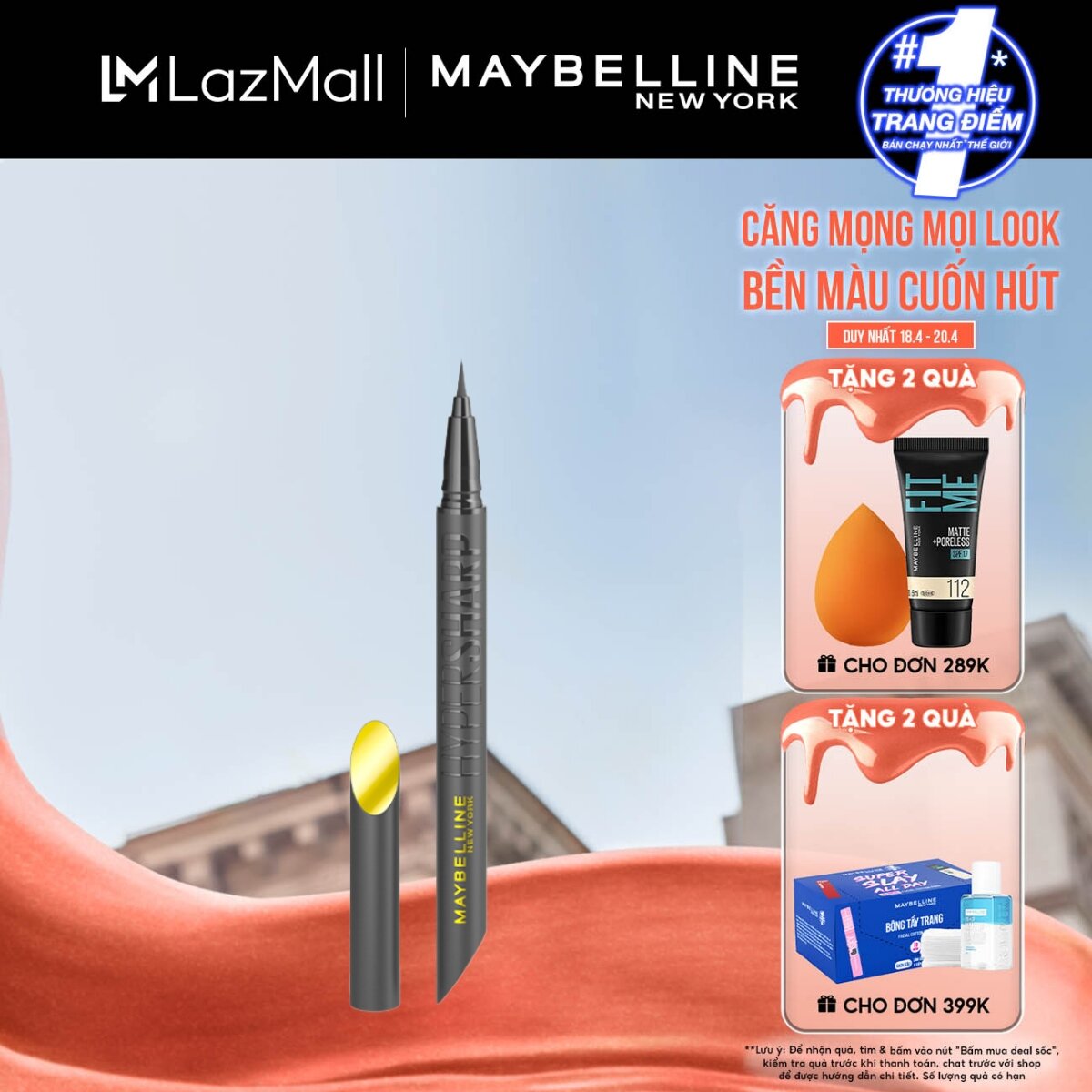 Bút Kẻ Mắt Nước Siêu Sắc Mảnh HyperSharp Liner 36h Extreme Maybelline New York Lâu Trôi 0.4g