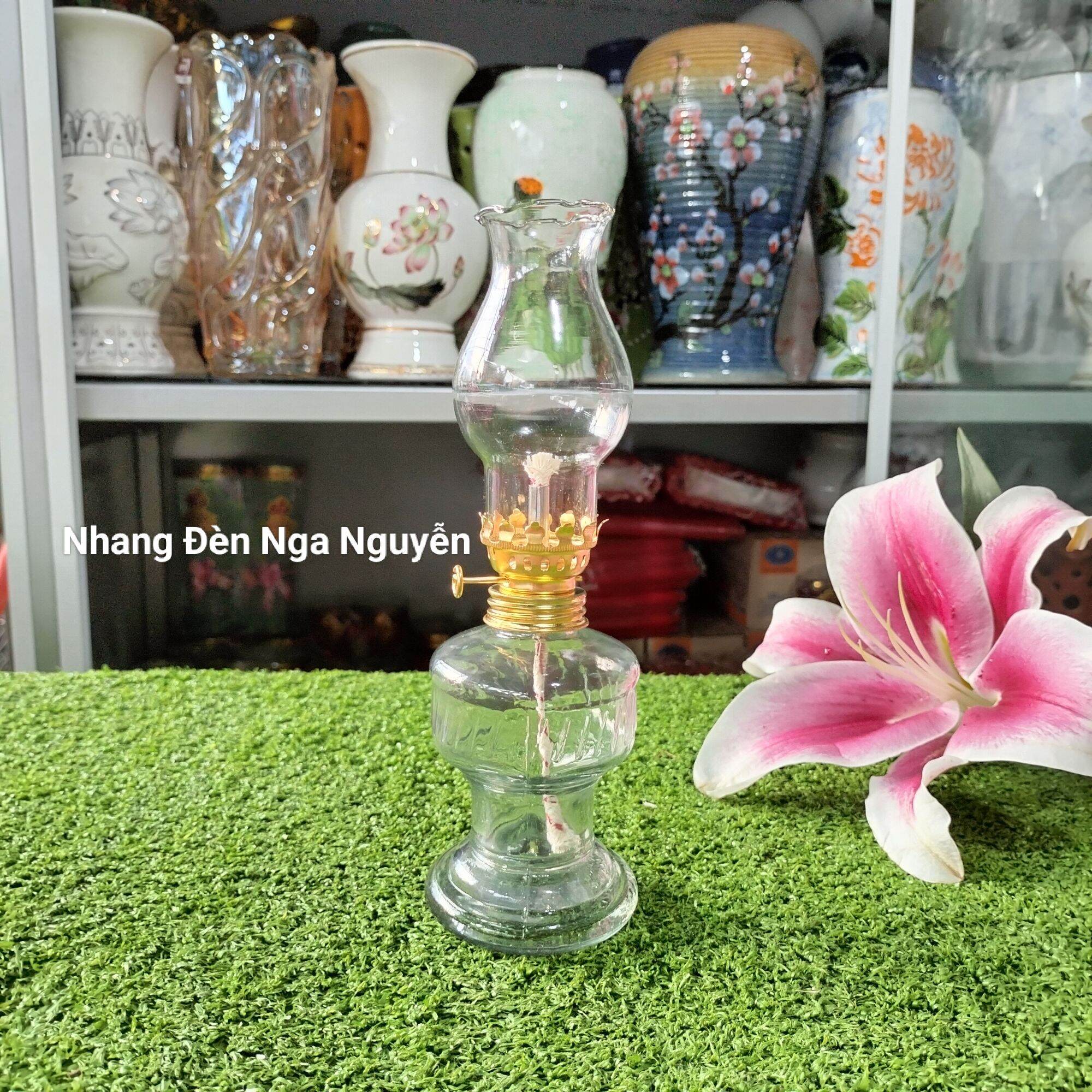 Cặp Đèn Dầu Thủy Tinh Thân Bầu Cao Cấp Nhập Khẩu