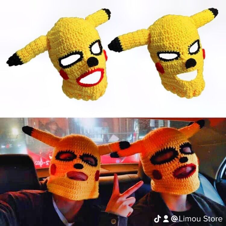 Mũ len chùm đầu pikachu