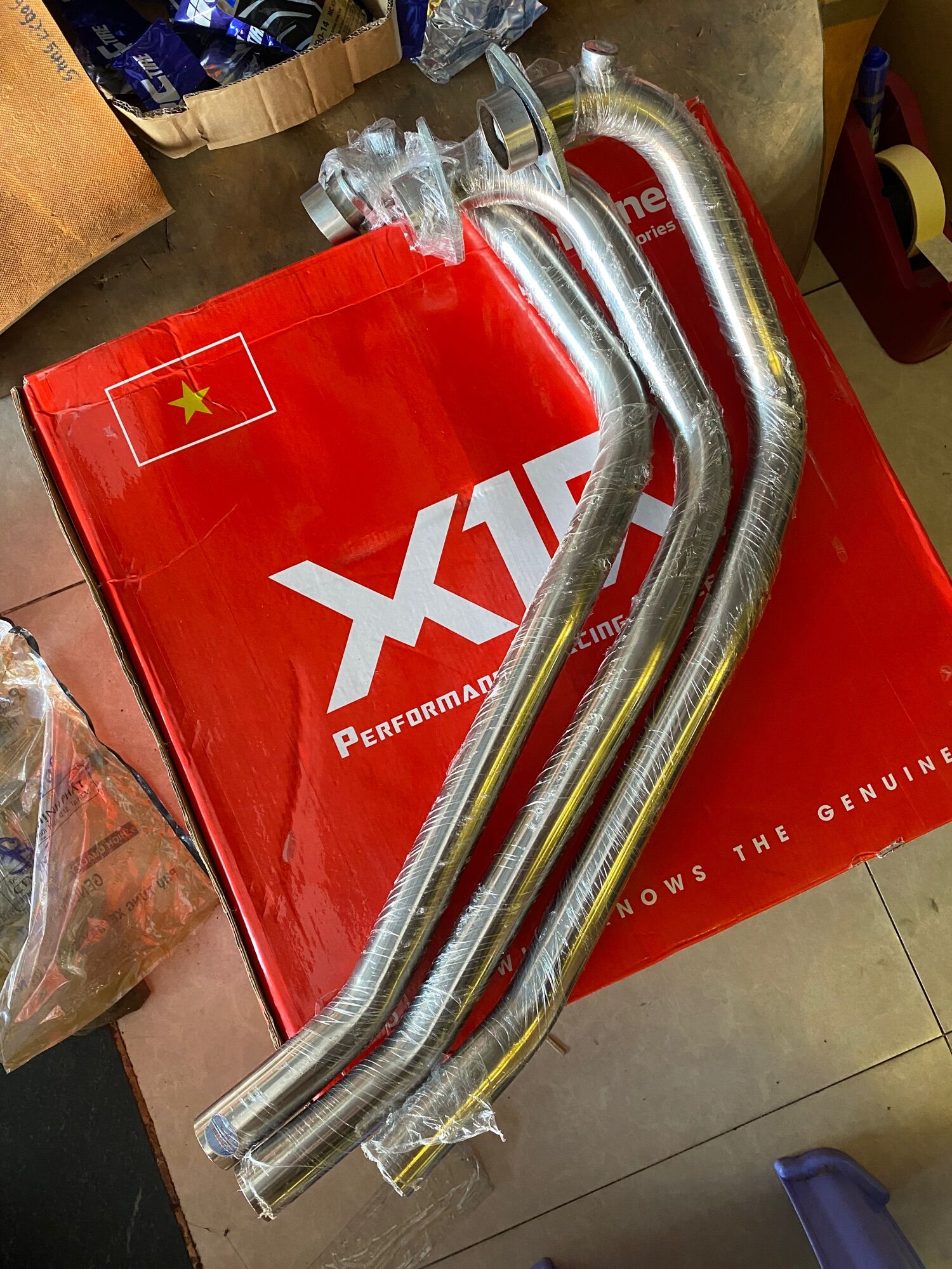 CỔ PÔ INOX 304 GẮN PÔ ZIN CHO SATRIA, RAIDER, EX135, EX150, WINNER, SONIC - 32mm - Minh Kiệt Racing