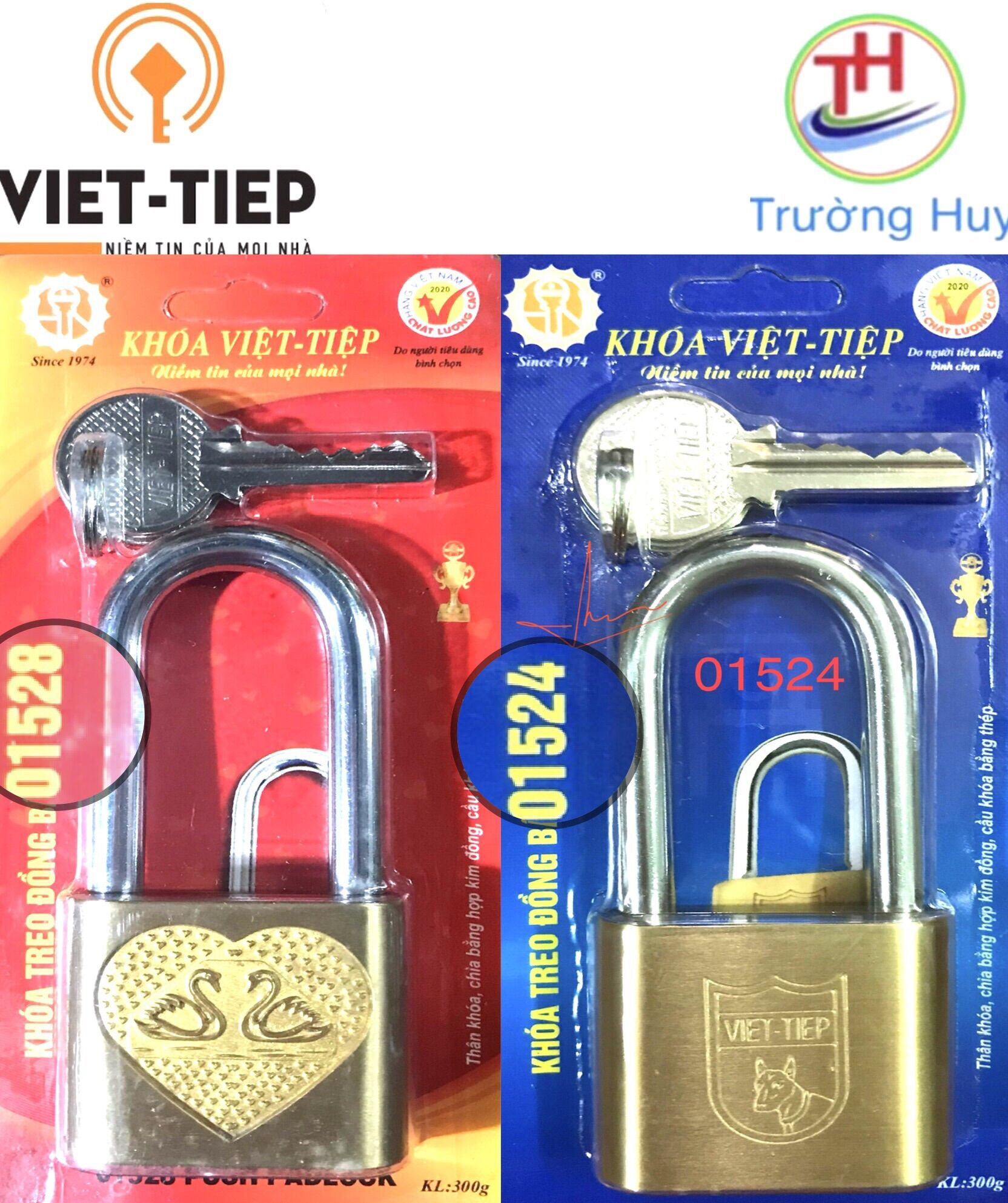 Khoá đồng bấm trái tim việt tiệp 01528, 01524 - bảo hành 2 năm