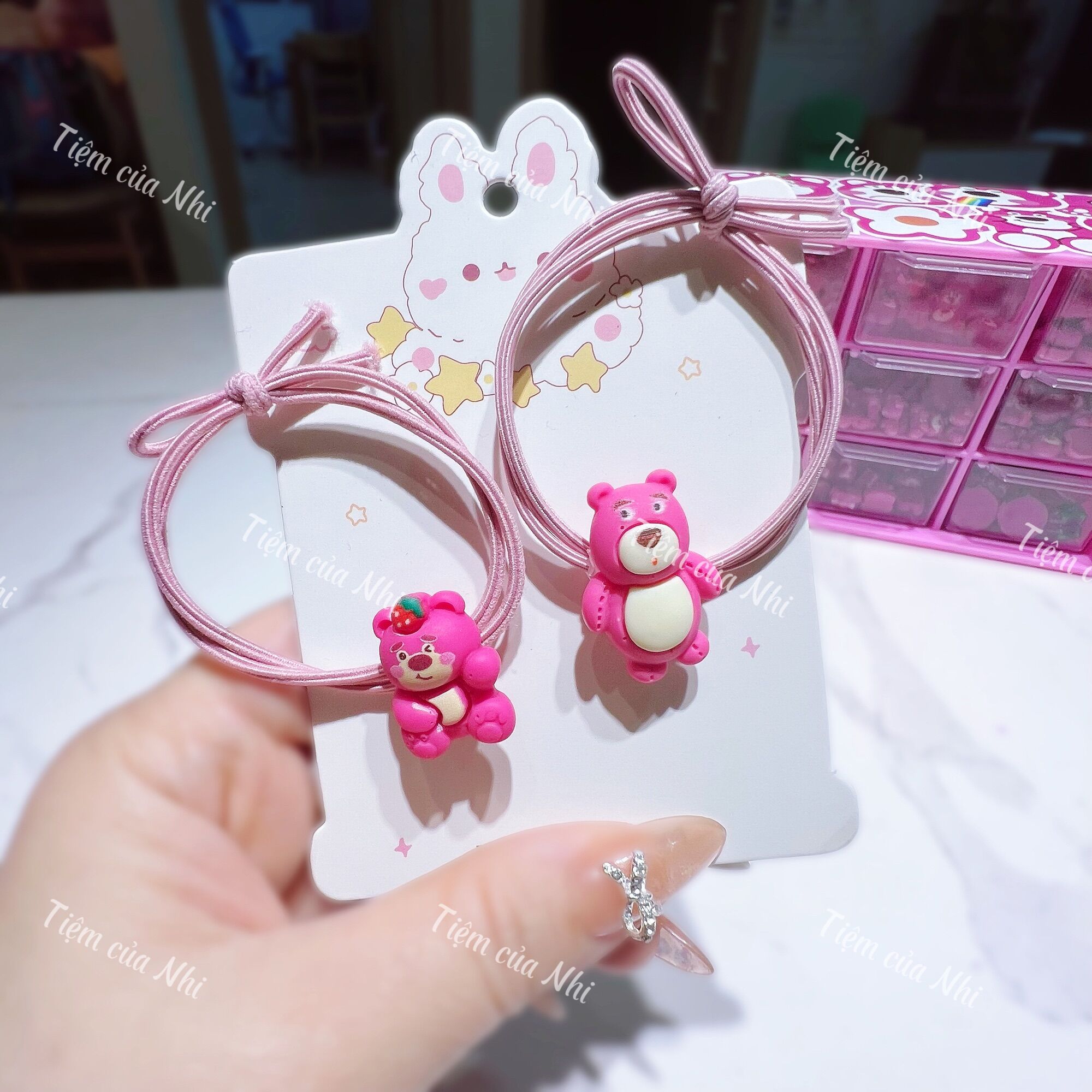 SET 2 DÂY CỘT TÓC GẤU DÂU LOTSO