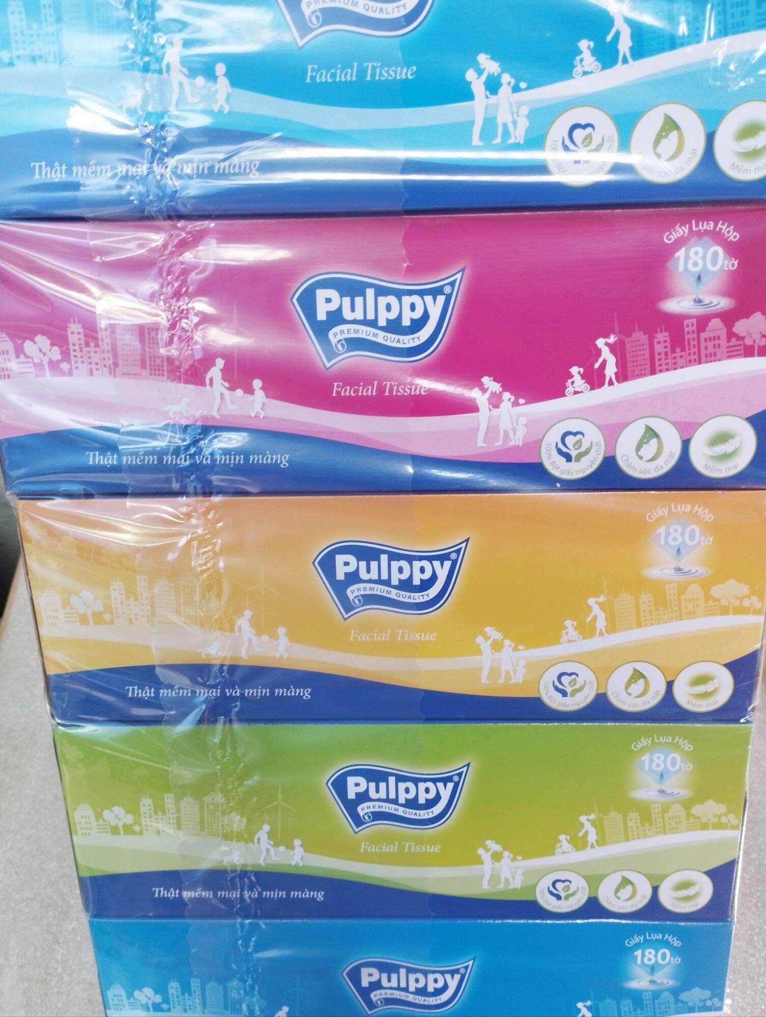 Combo 5 hộp khăn giấy Pulppy 180 tờ
