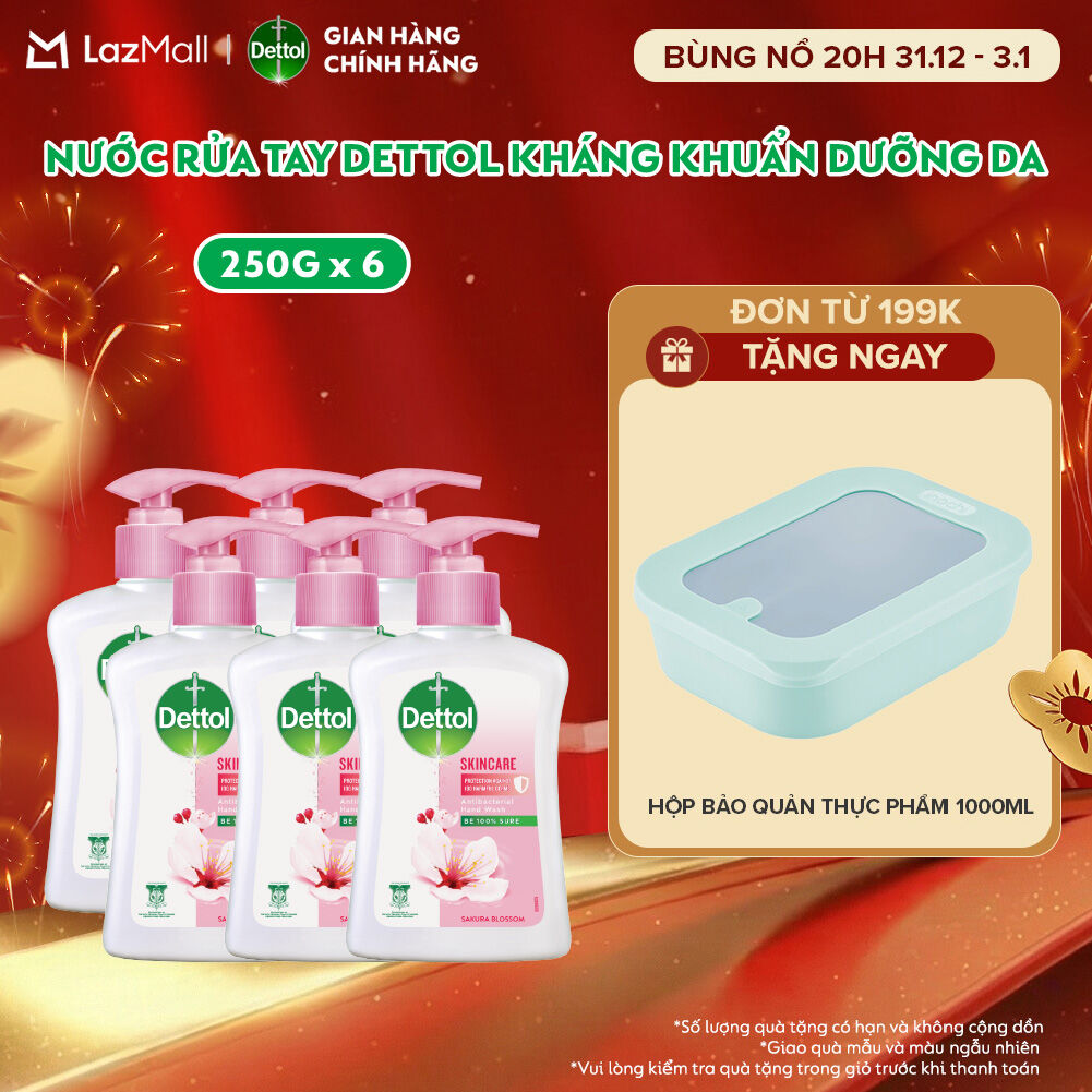  Combo 6 chai nước rửa tay Dettol kháng khuẩn dưỡng da - Chai 250g Chai 
