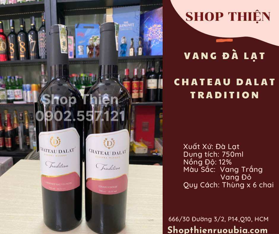 Vang  Đà Lạt CHATEAU DALAT TRADITION 12% 750ml