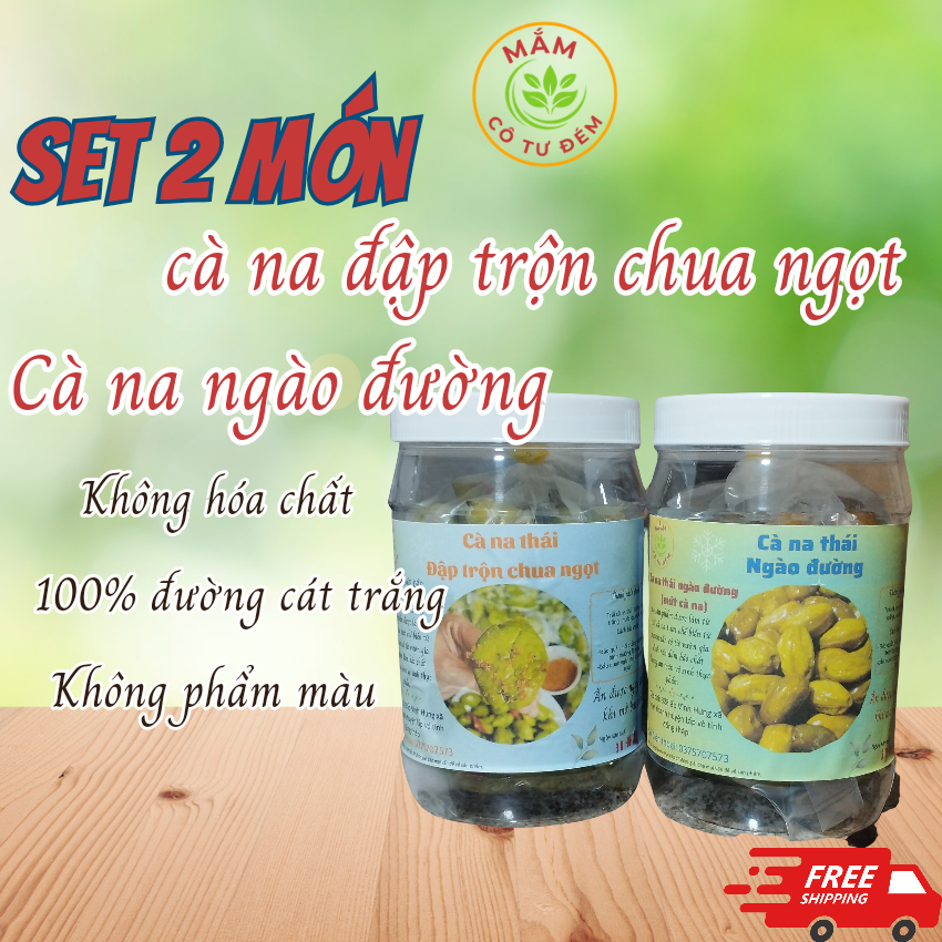 Cà na đập trộn chua ngọt và cà na ngào đường _làm từ trái cà na tươi với đường cát trắng hoàn toàn_ mắm cô tư đém