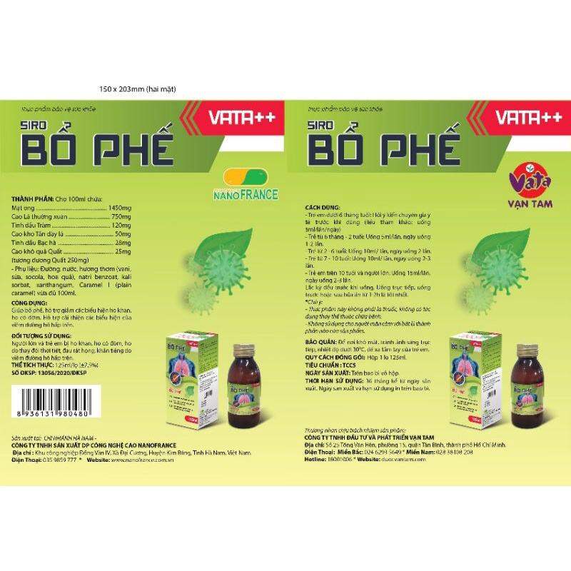 BỔ PHẾ VẠN TAM GIÚP BỔ PHỔI NHUẬN PHẾ CHAI 125ml