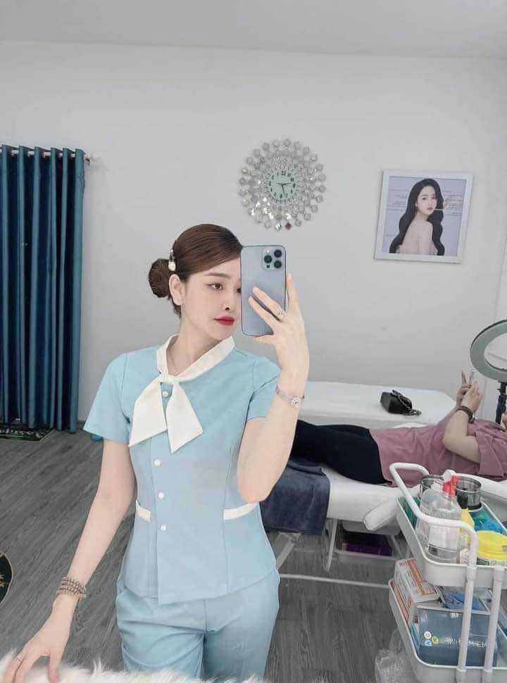 Đồng Phục Spa , Đồng phục Thẩm Mỹ Viện , Đồng Phục Mầm Non ( Thêu Tên Logo Theo yêu cầu vui lòng id )