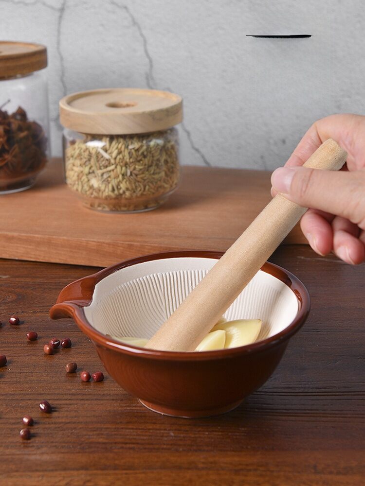Elephant Has Secret Japanese Style Ceramic Grinding Bowl Kitchen Mash Artifact Garlic Press Mashed Garlic Grinding Sesame Grinder