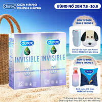 Bộ 2 hộp bao cao su Durex Invisible Lubricated siêu mỏng, bôi trơn (size 52mm, 10 bao/hộp)